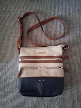 Stone & Co. Crossbody Bag - Beige, Brown & Navy